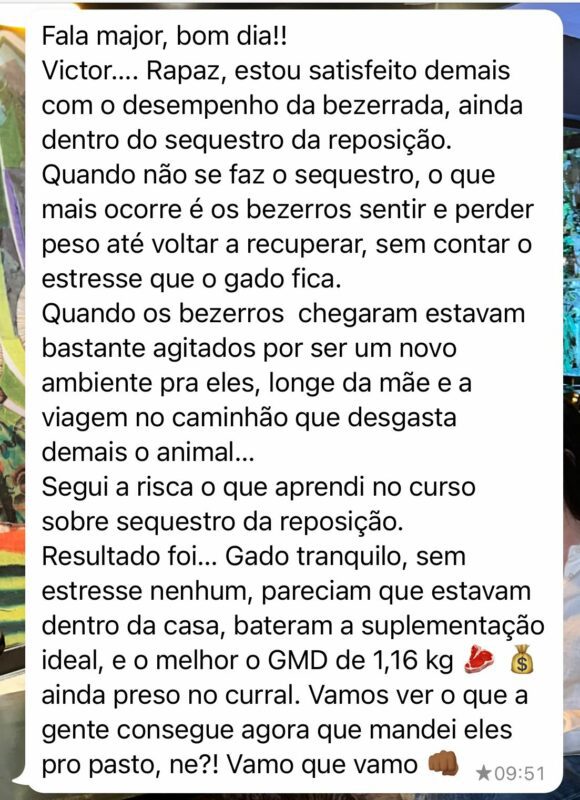 Curso Pecuária Lucrativa depoimento e resultados prints de alunos