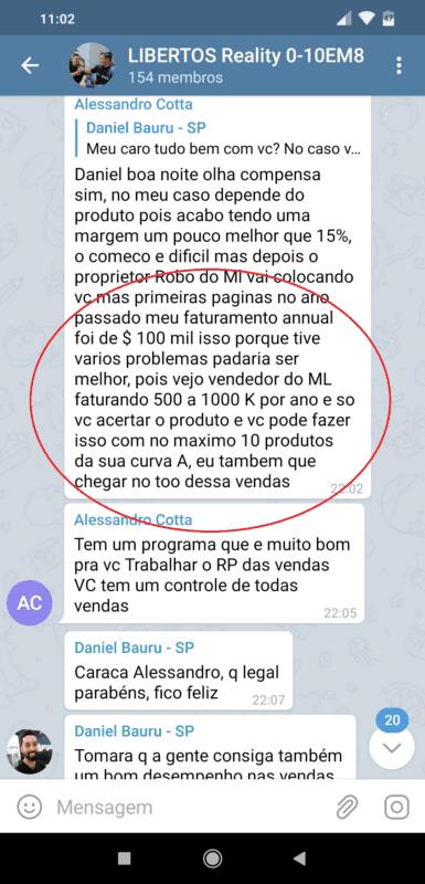 Negócio de 4 Rendas depoimento e resultados prints de alunos