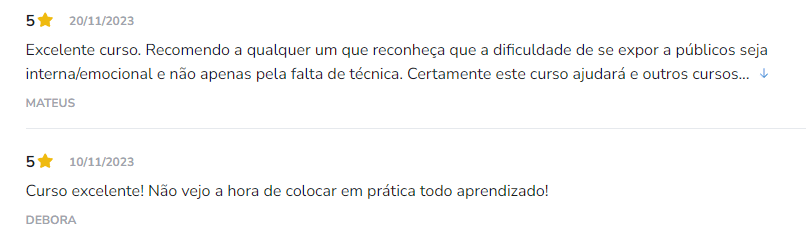 Curso Fale Sem Medo depoimento e resultados prints de alunos