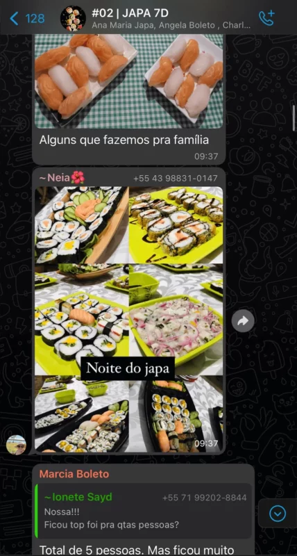 Curso Japa 7D - Aprenda Culinária Japonesa depoimento e resultados prints de alunos