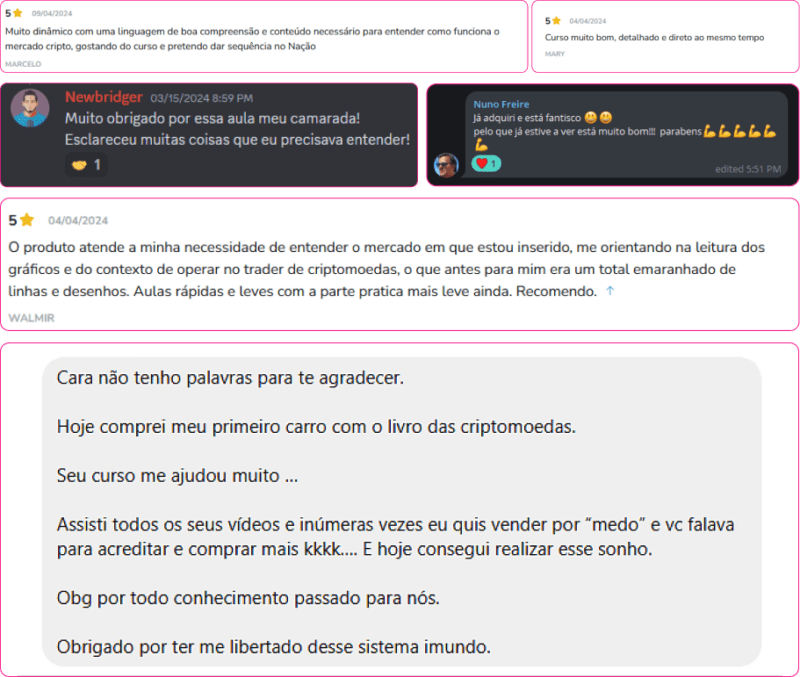 Nação Criptomaníacos depoimento e resultados prints de alunos