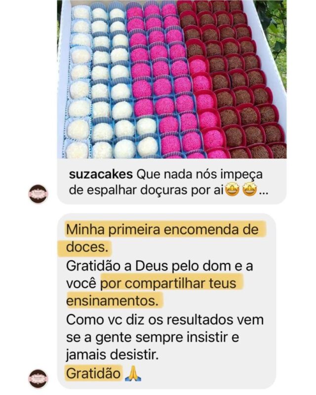 Combo Premium Confeiteira Profissional depoimento e resultados prints de alunos