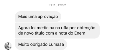 Curso de Redação para Medicina (CRM) depoimento e resultados prints de alunos