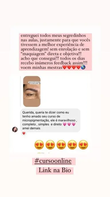 Mestre da Micropigmentação 2.0 depoimento e resultados prints de alunos