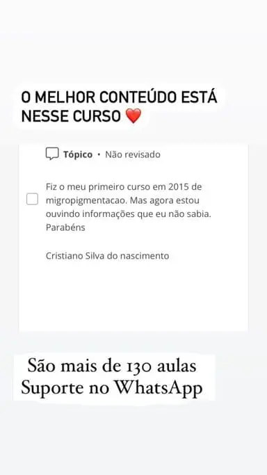 Mestre da Micropigmentação 2.0 depoimento e resultados prints de alunos
