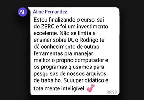 Curso Ferramentas Digitais para Elaboração de Sentenças, Votos e Despachos depoimento e resultados prints de alunos