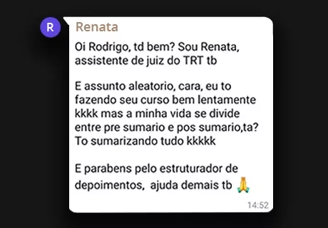Curso Ferramentas Digitais para Elaboração de Sentenças, Votos e Despachos depoimento e resultados prints de alunos