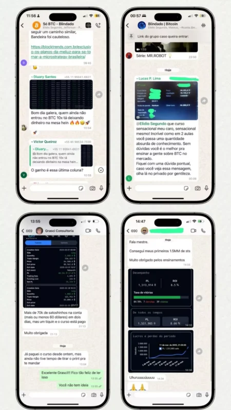 Curso BTC 10X depoimento e resultados prints de alunos