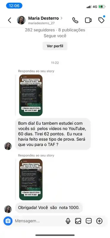 Curso Missão 193 depoimento e resultados prints de alunos