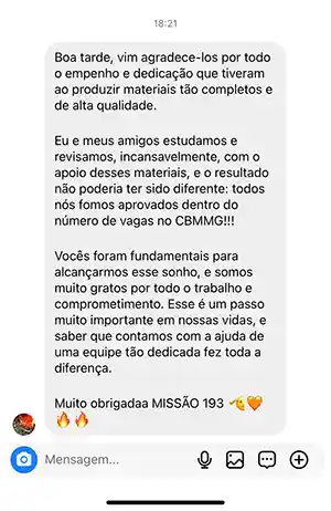 Curso Missão 193 depoimento e resultados prints de alunos