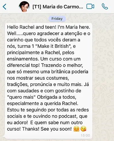 Curso Make it British depoimento e resultados prints de alunos